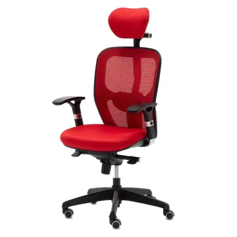 Euromof Boston Silla de Oficina Ergonómica con Cabecero Rojo