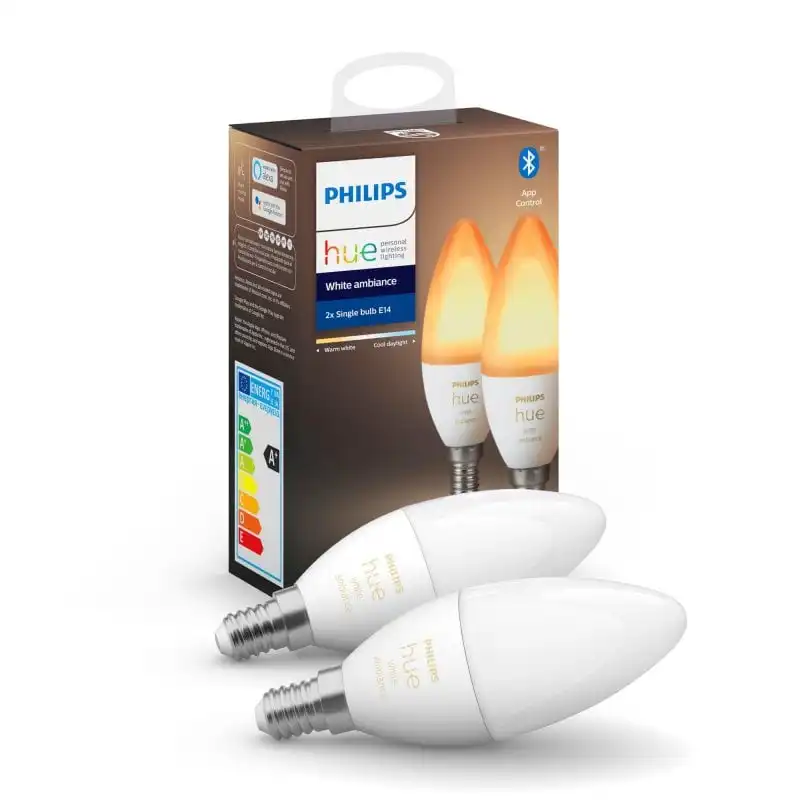Philips Hue White Ambiance Pack x2 Bombillas LED 5.2W E14 Blanco Cálido a Frío