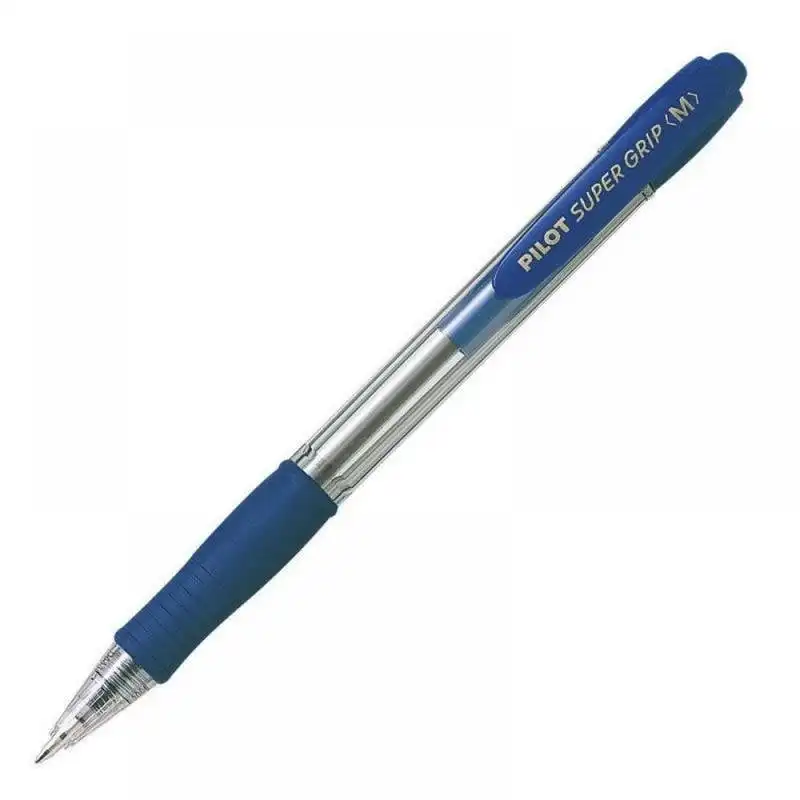 Pilot Super Grip M Caja 12 Bolígrafos Retráctiles Tinta de Aceite Azules
