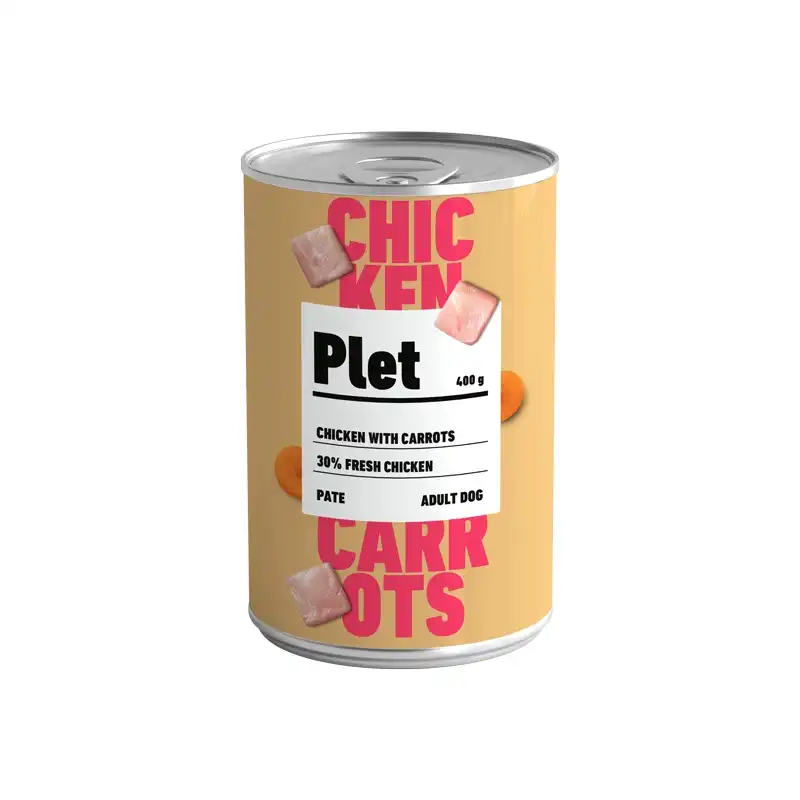 6x400Grs Latas Plet para perros adultos. Pollo con zanahorias. - Plet - Comparador de precios