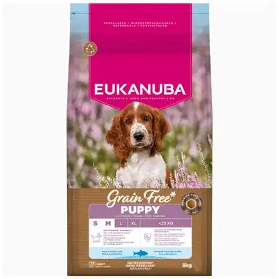 Eukanuba Grain Free Puppy Small & Medium Breed pescado de mar - 3 kg - Eukanuba - Comparador de precios