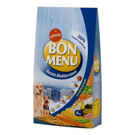 Pienso para perros adultos pequeños, medianos y grandes Bon Menu Mediterránea pollo y verduras 4 Kg.