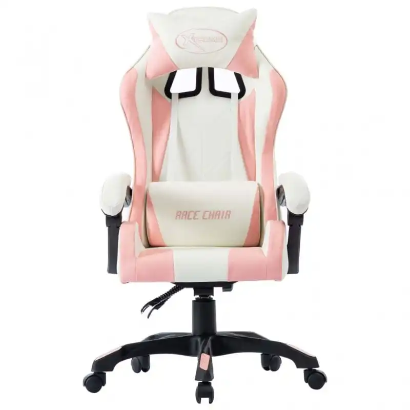 VidaXL Silla Gaming Cuero Sintético Rosa/Blanco