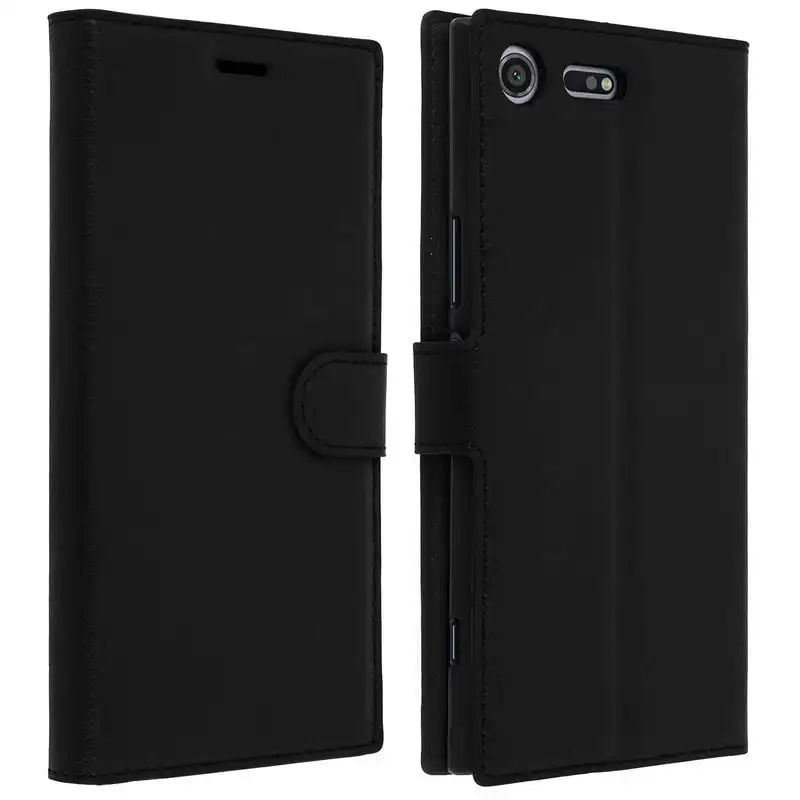 Avizar Funda Libro Billetera Negra para Sony Xperia XZ Premium