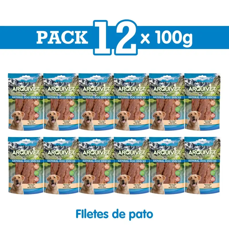 Filete de pato 100 g Snack para perros, Unidades 12 unidades