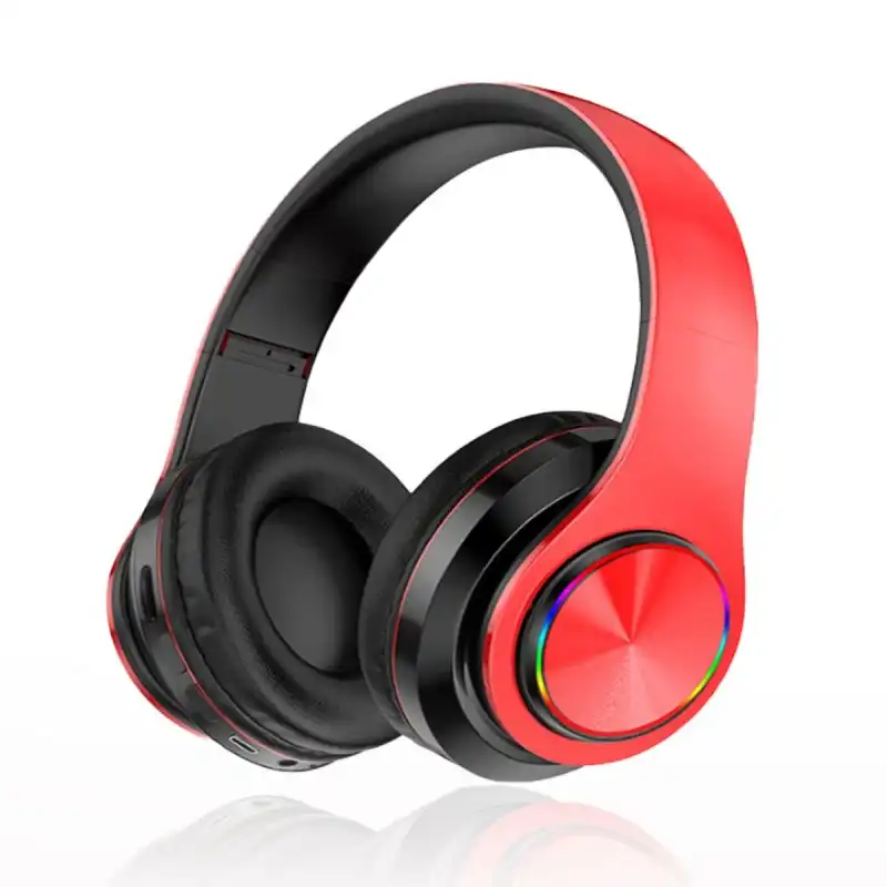 Kinsi B39 Auriculares Inalámbricos Bluetooth HiFi RGB Rojos