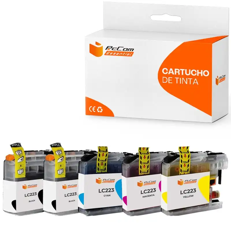 Pccom Essential Brother Lc223/lc221 Cartucho Tinta Compatible Negro/cian/magenta/amarillo Pack 5