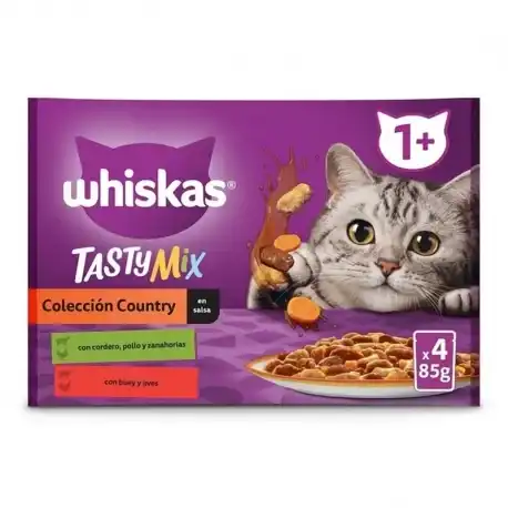 Whiskas Tasty Mix Colección County Comida húmeda en Salsa para Gatos, 52x85 gr - Whiskas - Comparador de precios
