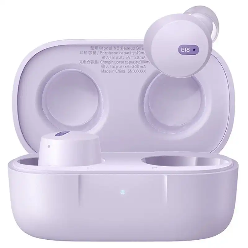 Baseus Bowie E18 True Wireless Auriculares Inalámbricos con Cancelación de Ruido Púrpura