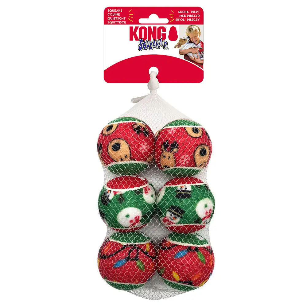 Bolas KONG Holiday SqueakAir, 6 piezas - Talla M: 6,3 cm  diám. aprox.