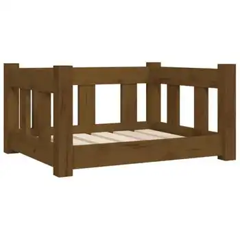 Cama Para Perros Madera Maciza Marrón Miel 55,5x45,5x28 Cm Vidaxl