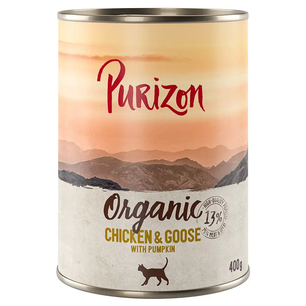 Purizon Organic 6 x 400 g comida ecológica para gatos - Pollo y ganso con calabaza