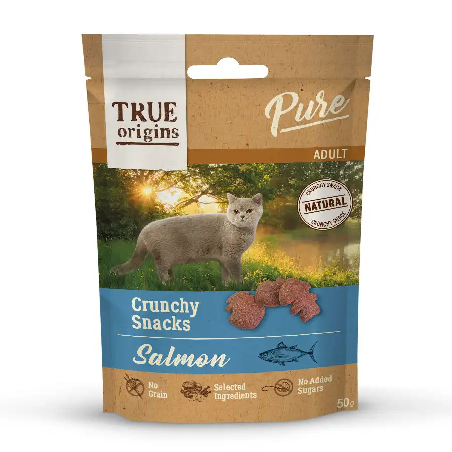 True Origins Bocaditos Pure Adult Crunchy de Salmón para gatos