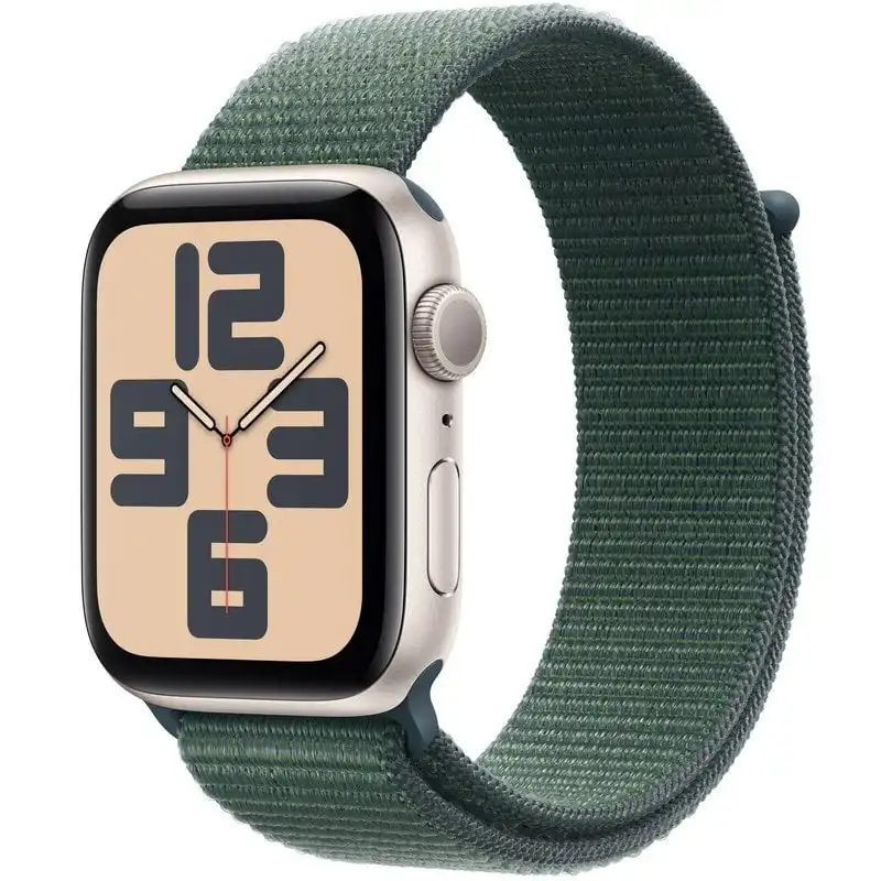 Apple Watch SE GPS 44mm Caja de Aluminio Blanco Estrella con Correa Loop Deportiva Verde Lago