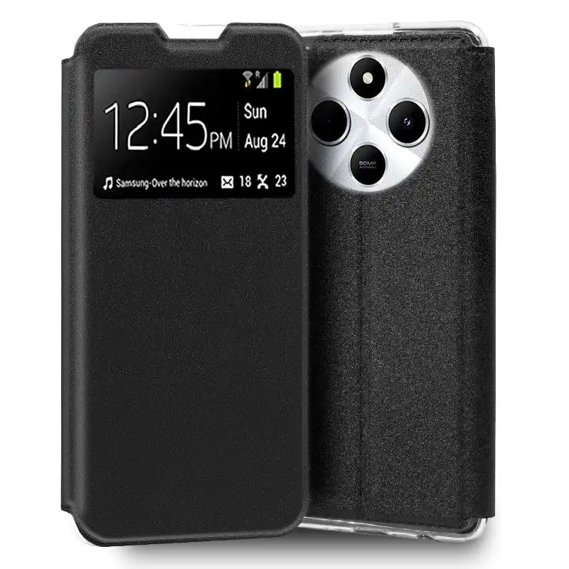 Cool Funda Flip Cover Negro Liso para Xiaomi Redmi 14C / POCO C75