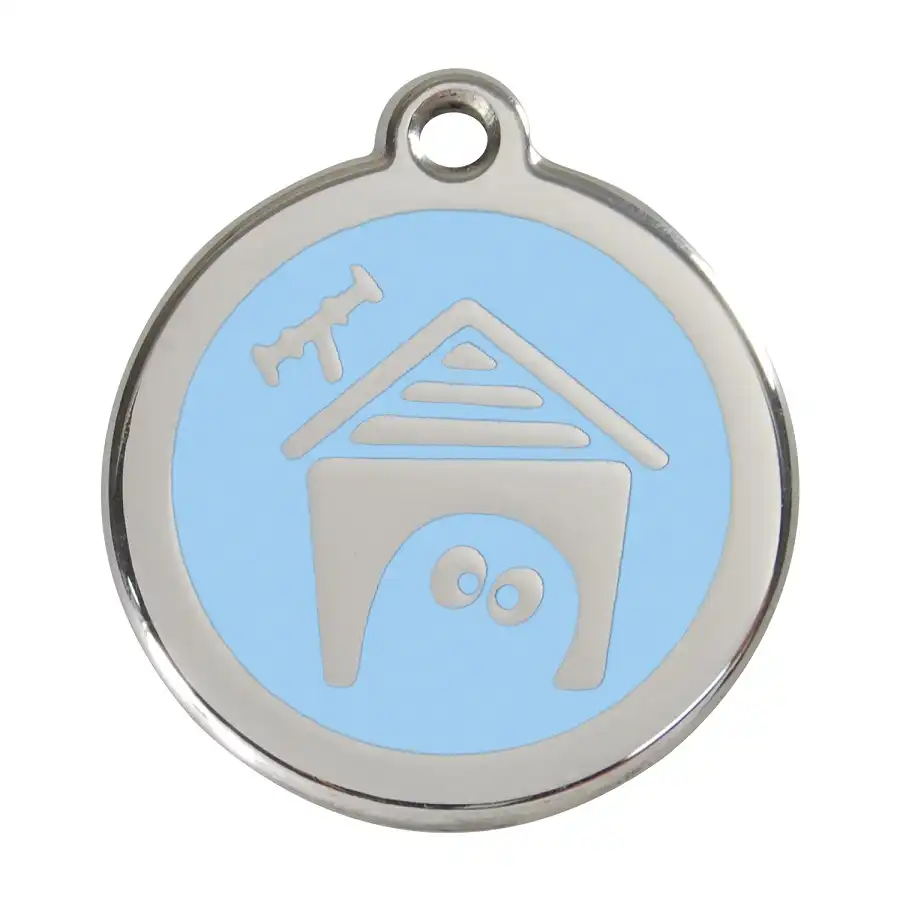 Placa identificativa Acero Inoxidable Esmalte Perro Casa Azul Claro para perros