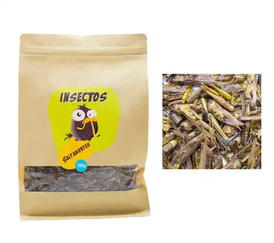 Saltamontes Secos Deshidratados para Aves 125g- Alimento Complementario – Proteínas para Peces de Estanque, Reptiles, Tortugas y Aves