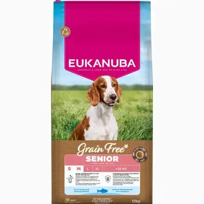 Eukanuba Grain Free Senior Small & Medium pescado de mar - 12 kg - Eukanuba - Comparador de precios
