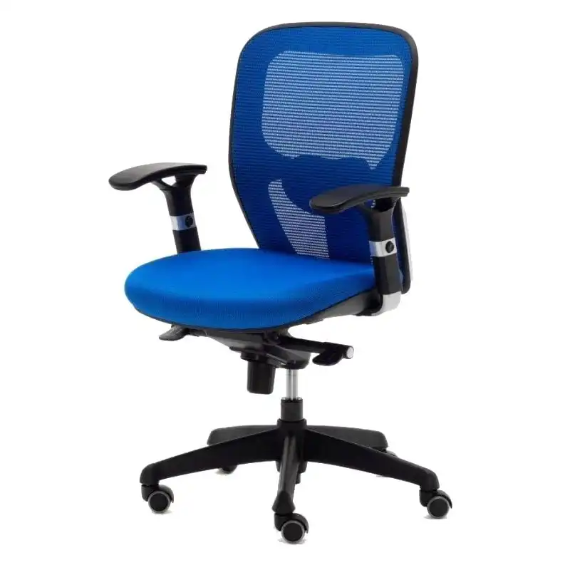 Euromof Boston Silla de Oficina Ergonómica con Soporte Lumbar Azul