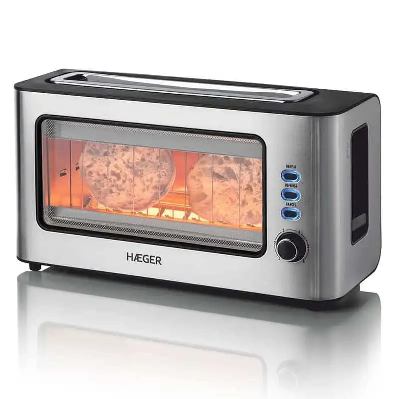 Haeger Window Tostadora con Ventana 2 Rebanadas Acero Inoxidable
