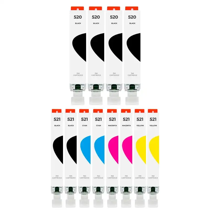 Pccom Essential Cartucho Tinta Compatible con Canon PGI520/CLI521 Negro/Cian/Magenta/Amarillo Pack 12