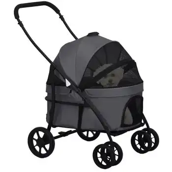 Carrito Para Perros De Tela Oxford Acero 81x68x98,5 Cm-pawhut. Gris