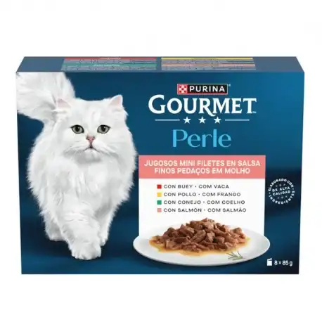Gourmet Perle Mini Filetes en Salsa Comida Húmeda para Gatos Surtido Carnes, 48 x 85 gr - Gourmet - Comparador de precios