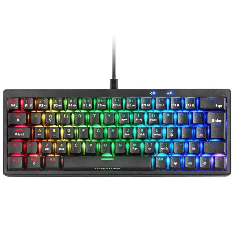 Mars Gaming MKMINIPRO Teclado Mecánico RGB 60% Switch Azul Negro