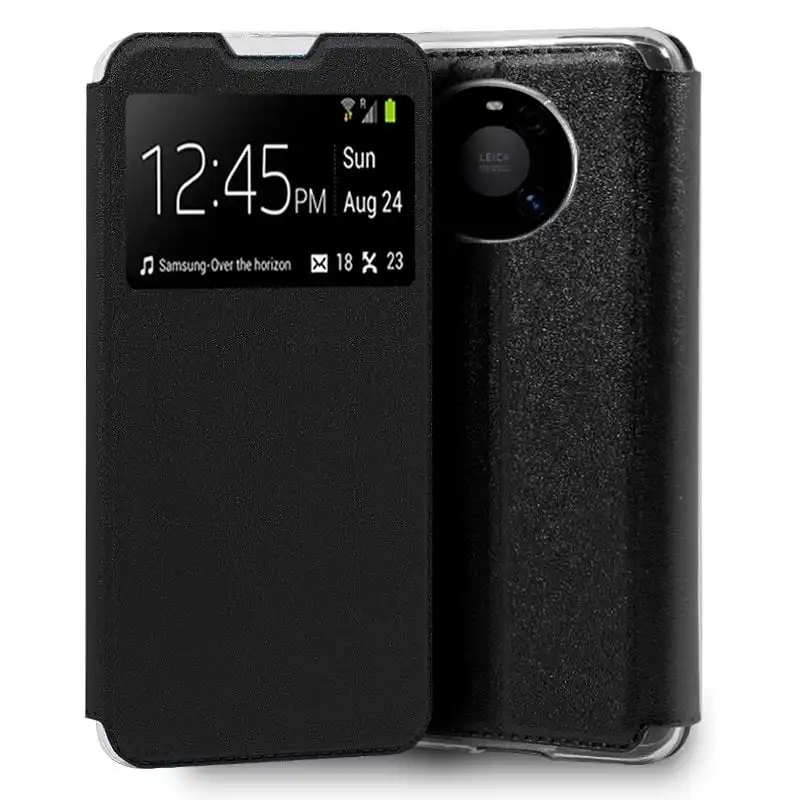 Cool Funda Flip Cover Liso Negro para Huawei Mate 40 Pro / 40 Pro Plus