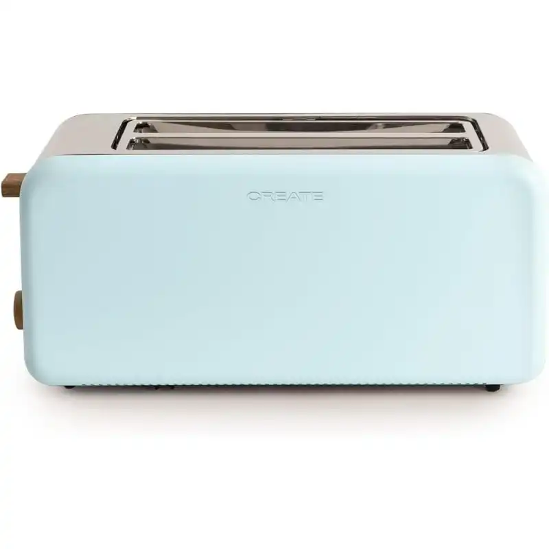 Create Toast Retro Tostadora Diseño Retro 2 Ranuras XL 1500W Azul Pastel