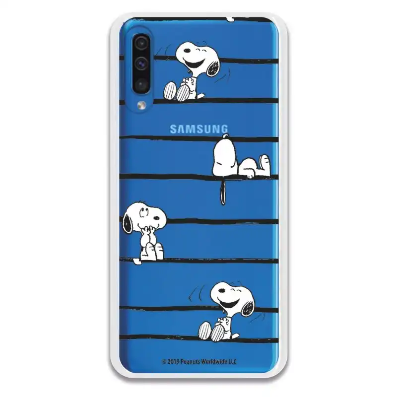 Funda Oficial de Peanuts Snoopy Rayas para Samsung Galaxy A50