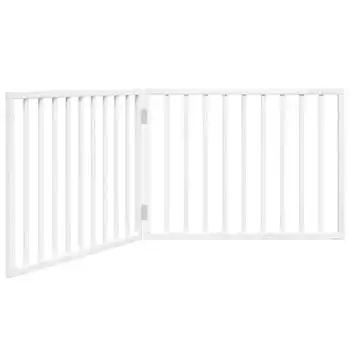 Puerta Para Perros Plegable 2 Paneles Madera Álamo Blanca 160cm Vidaxl