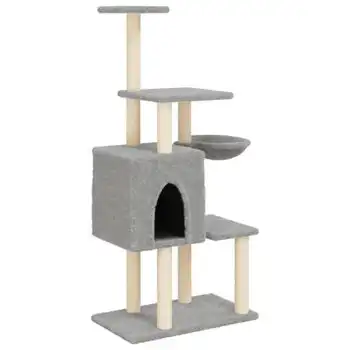 Rascador Para Gatos Con Postes De Sisal Gris Claro 131 Cm Vidaxl