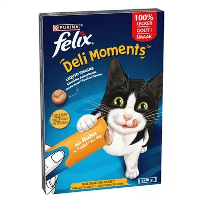 Felix Deli Moments snacks líquidos para gatos - Pollo (4 x 10 g) - Felix - Comparador de precios