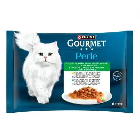Gourmet Perle Mini Filetes en Salsa Comida Húmeda para Gatos Surtido Carne y Verdura, 48 x 85 gr - Gourmet - Comparador de precios