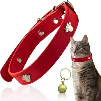 IntiMeg Collar de gato de cuero rojo - Una pieza - IntiMeg - Comparador de precios