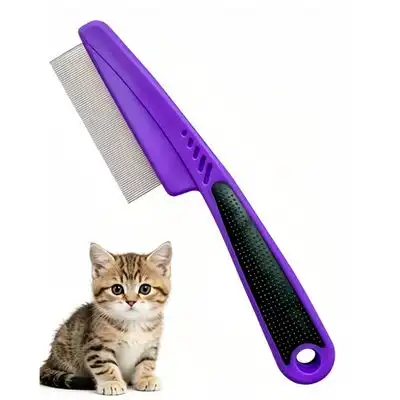 ZooVenture Peine antipulgas - Dientes finos, mango de goma - violeta grande - Zooventure - Comparador de precios