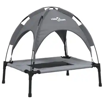 Cama Para Perros Con Dosel Antracita Tela Oxford Y Acero Vidaxl