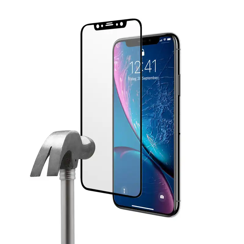 Unotec Protector Cristal Templado Full Cover 5D Negro para iPhone XR