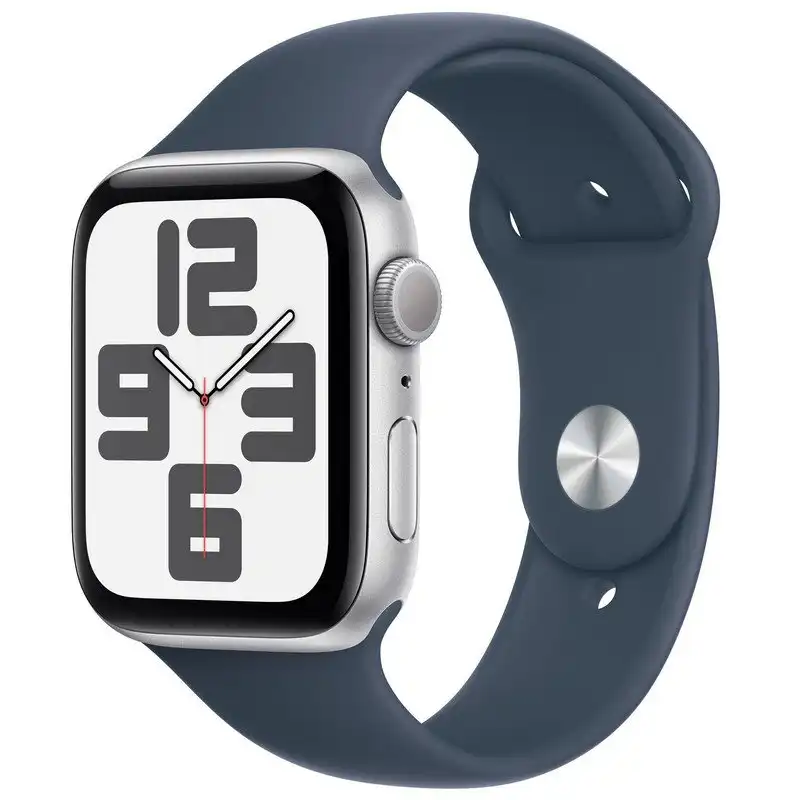 Apple Watch SE GPS 44mm Aluminio Plata con Correa Deportiva Azul Tempestad M/L