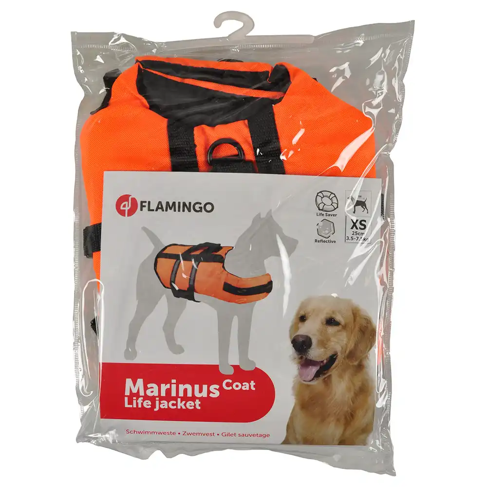 Chaleco salvavidas Flamingo, naranja para perros - Talla XS: aprox. 25 cm de largo de espalda