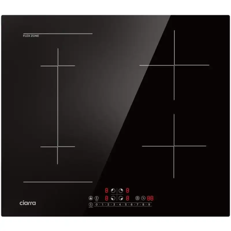 Ciarra AWBIH4BF Placa de Inducción 4 Zonas Función Boost y Zona Flex 7200W 60cm Negro
