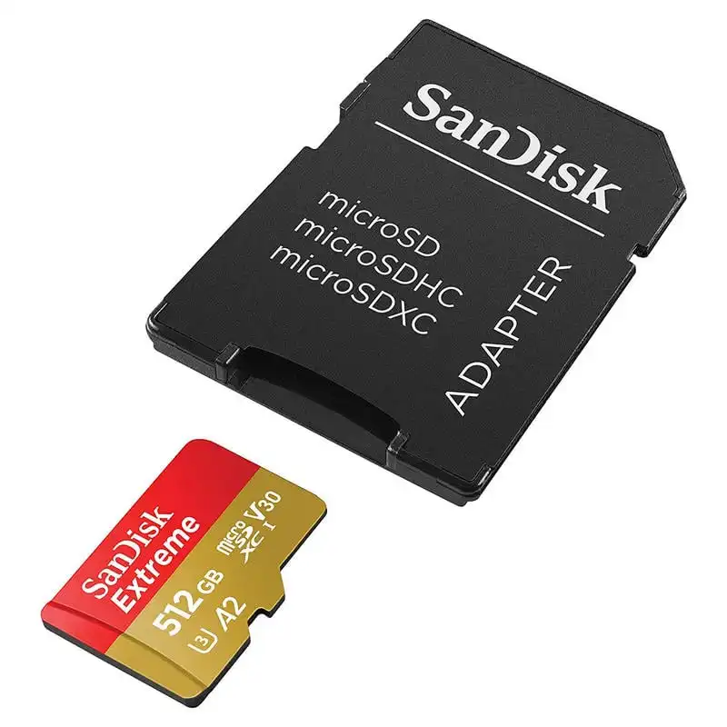 SanDisk Extreme MicroSDXC 512GB Clase 10 U3 V30 A2 + Adaptador SD