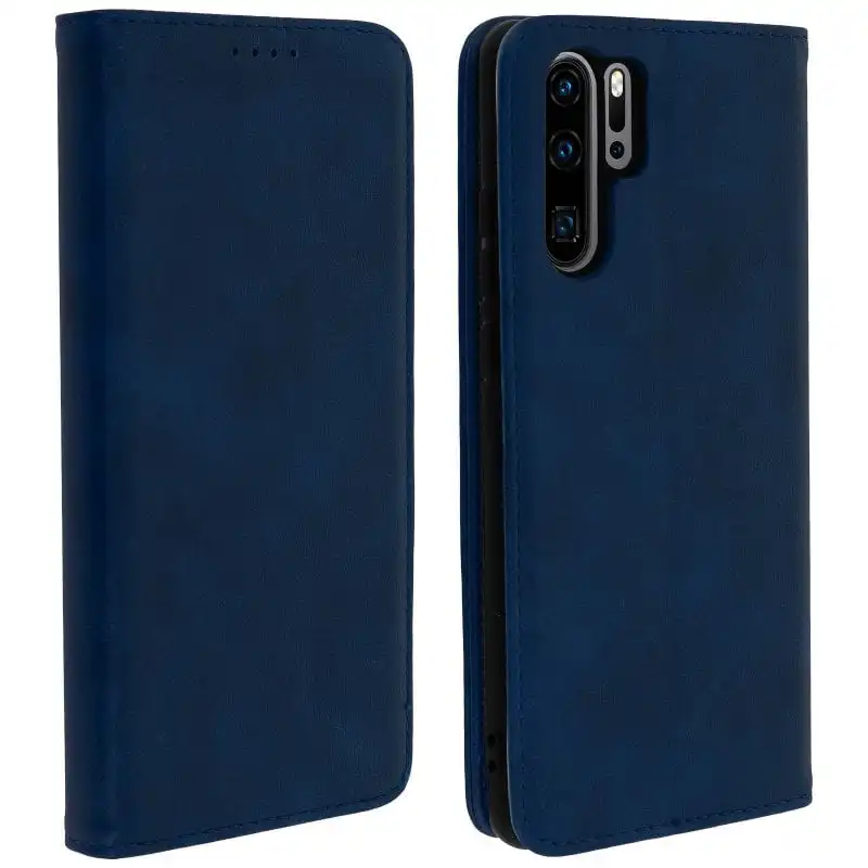 Avizar Funda Cartera Función Soporte Azul Oscuro Para Huawei P30 Pro