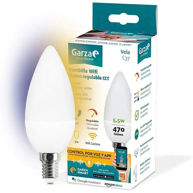 Garza Smarthome Bombilla Vela LED WiFi 5.5W E14 Regulable