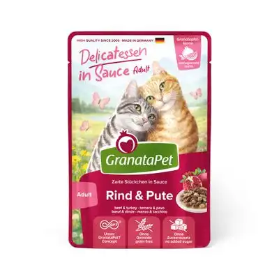 GranataPet Delicatessen en salsa 12 x 100 g - Vacuno y pavo - Granatapet - Comparador de precios