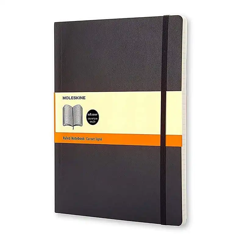 Moleskine Notebook Cuaderno A4 192 Hojas Páginas Rayadas Tapa Blanda Negro