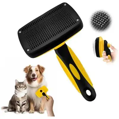Pawffee Cepillo retráctil amarillo autolimpiante para mascotas, desenreda - 1 pieza - Pawffee - Comparador de precios