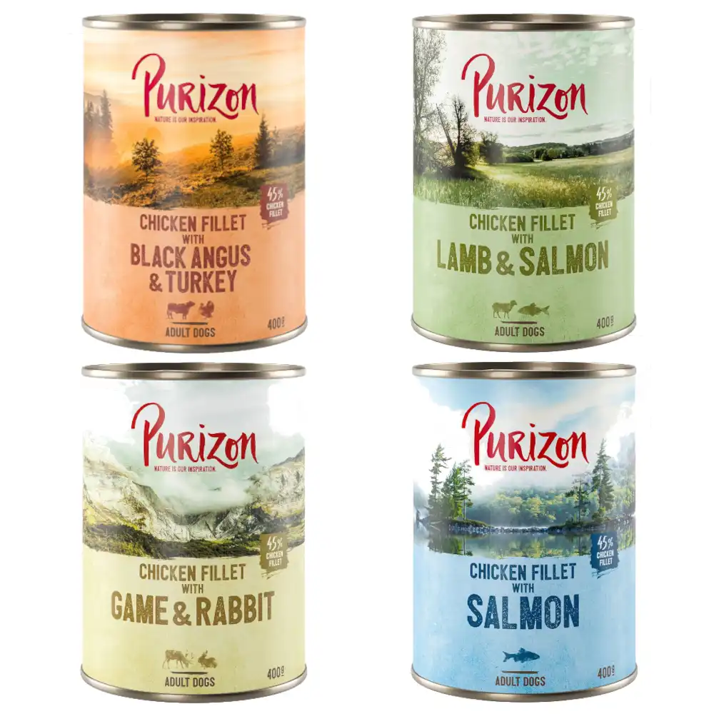 Purizon Adult 6 x 400 g comida húmeda sin cereales para perros - Pack mixto