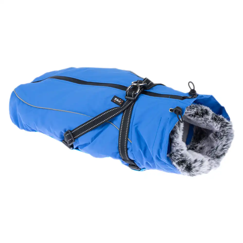 TIAKI Arkon azul abrigo con arnés para perros - 50 cm aprox. de longitud dorsal